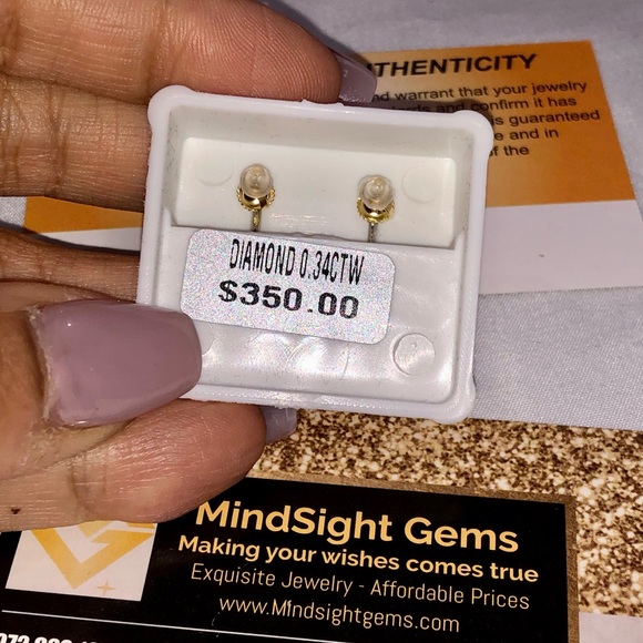 10k gold vermeil real diamond studs for men women, best gift, not CZ not lab WOW - Picture 6 of 7